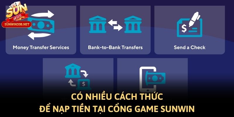 Có nhiều cách thức để nạp tiền tại cổng game Sunwin