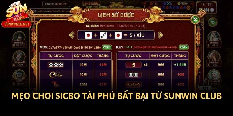 Mẹo chơi sicbo tài phú bất bại từ Sunwin club